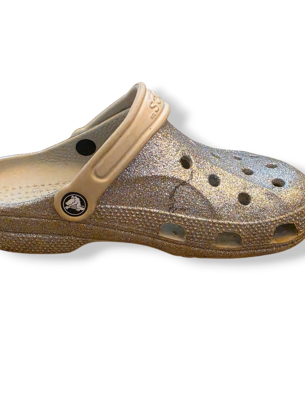Crocs Classic Glitter Clog - Silver Unisex Men 4 Women 6 - Picture 6 of 11